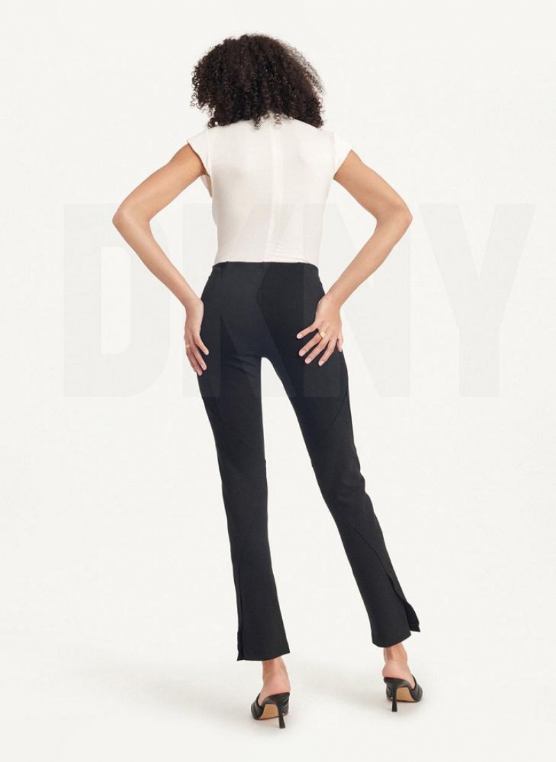 DKNY Slim Seamed With Side Slit Hose Damen Schwarz | Austria_D1027