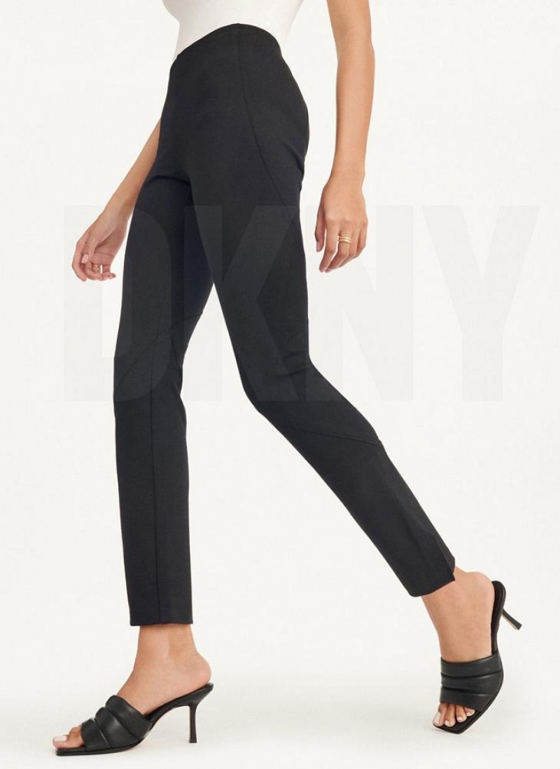 DKNY Slim Seamed With Side Slit Hose Damen Schwarz | Austria_D1027