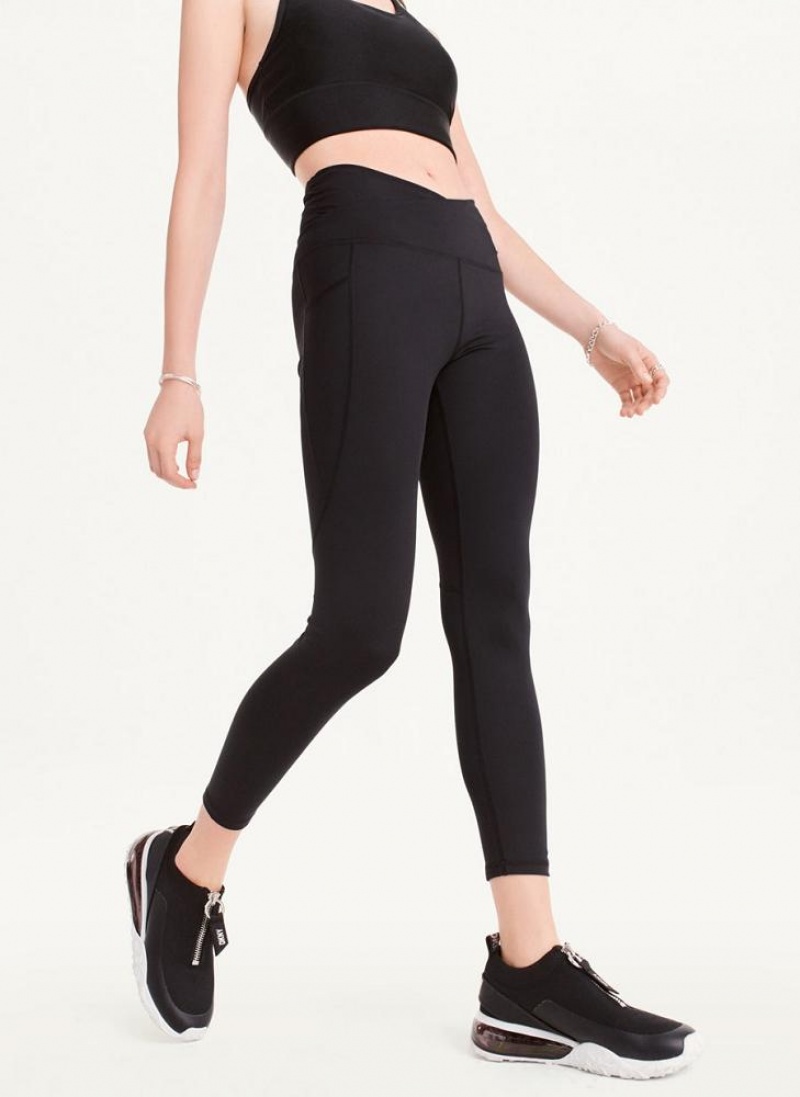 DKNY Slim Shape Crossover Leggings Damen Schwarz | Austria_D0476