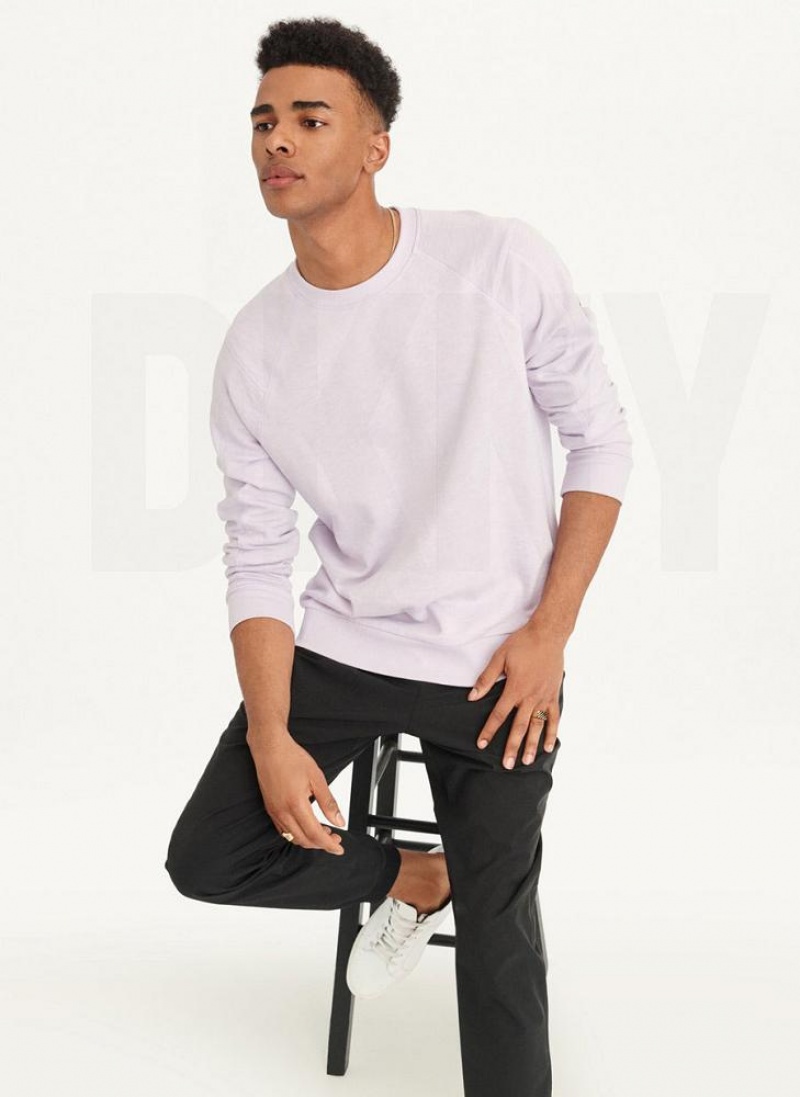 DKNY Slub French Terry Crewneck Sweatshirts Herren Lila | Austria_D0160