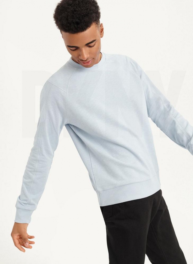 DKNY Slub French Terry Crewneck Sweatshirts Herren Blau | Austria_D1196