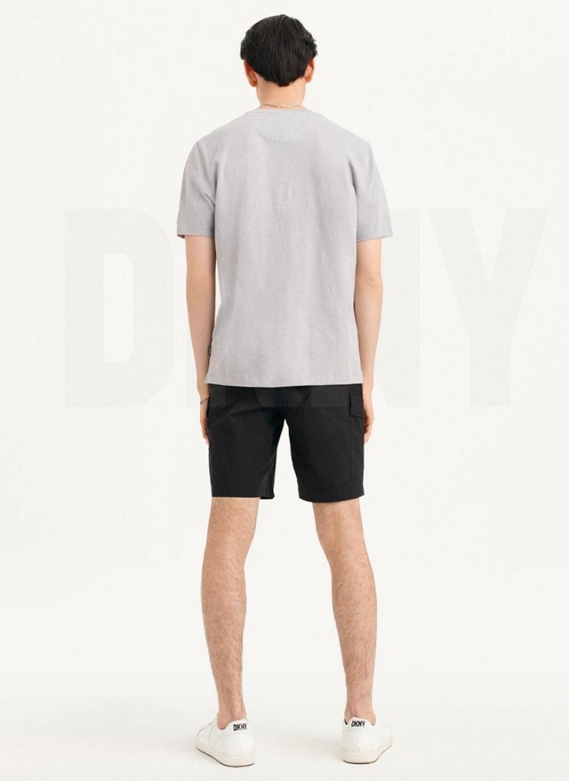 DKNY Slub Jersey Henley T-shirts Herren Grau | Austria_D1812