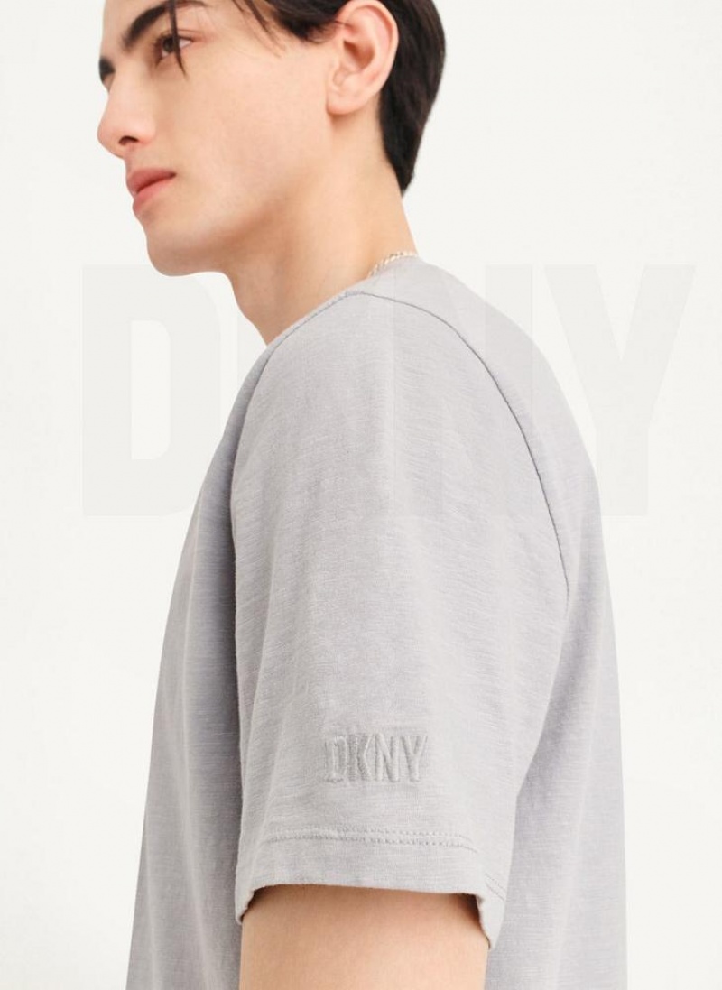 DKNY Slub Jersey Henley T-shirts Herren Grau | Austria_D1812