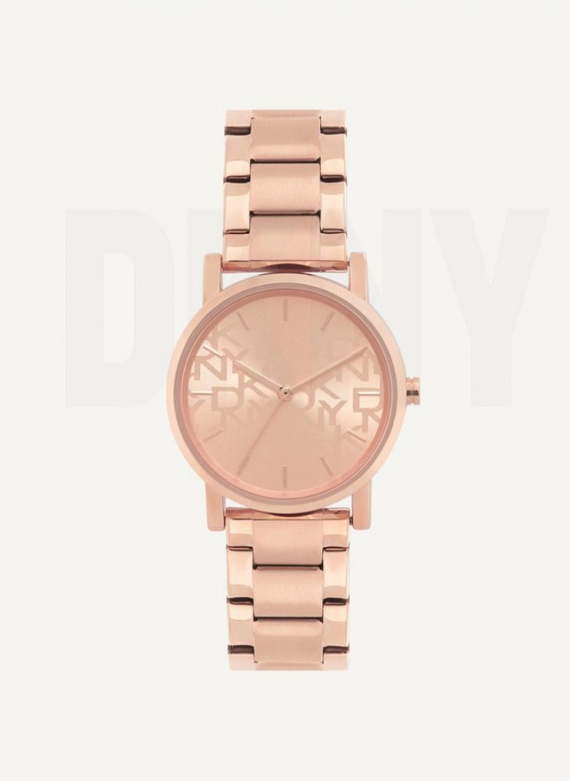 DKNY Soho Logo Face Uhren Damen Rosa Gold | Austria_D0342