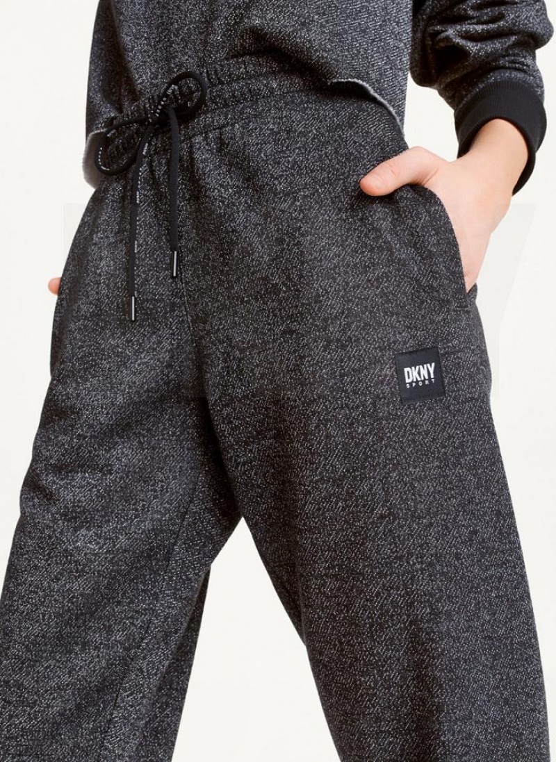 DKNY Sparkle Fleece High Taille Jogginghose Damen Schwarz | Austria_D0962