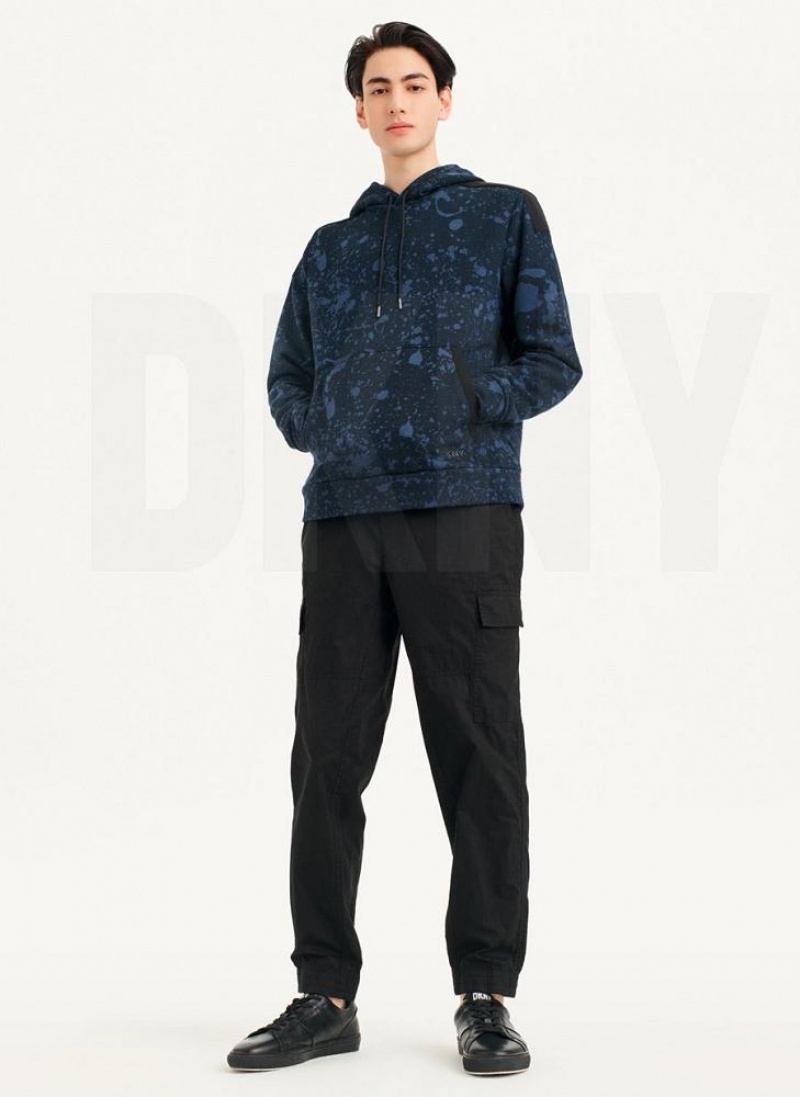 DKNY Splat Print Terry Hoodies Herren Navy | Austria_D0639