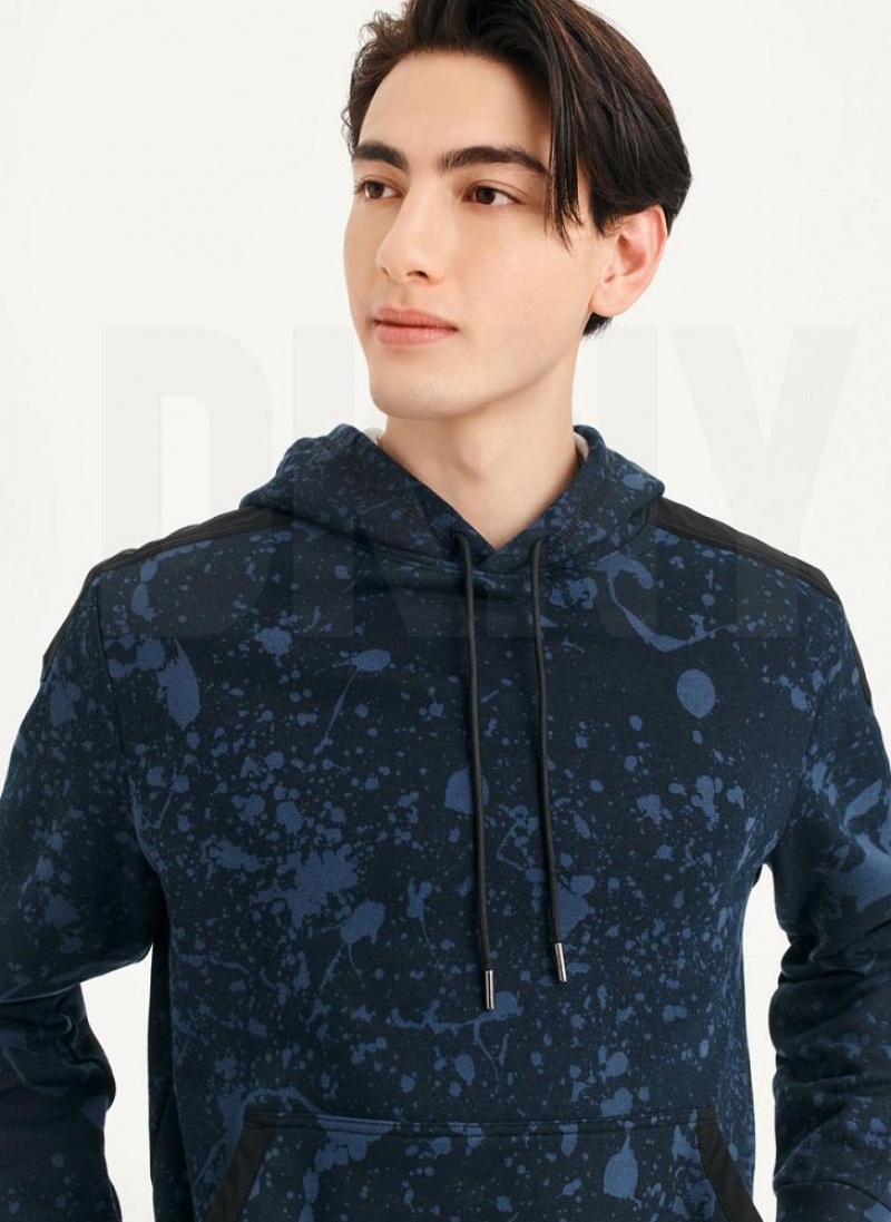 DKNY Splat Print Terry Hoodies Herren Navy | Austria_D0639