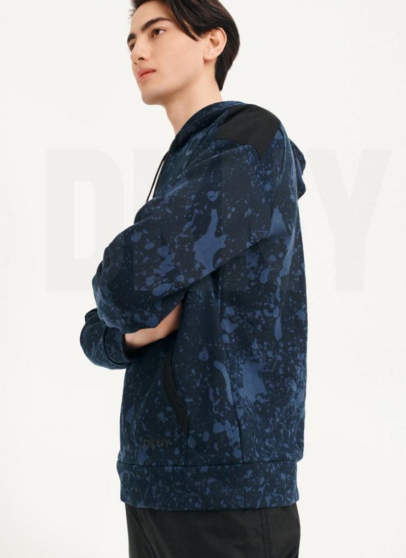 DKNY Splat Print Terry Hoodies Herren Navy | Austria_D0639