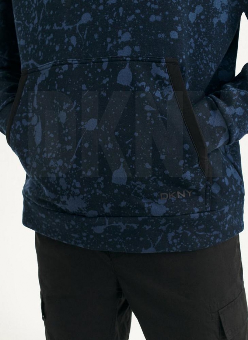 DKNY Splat Print Terry Hoodies Herren Navy | Austria_D0639