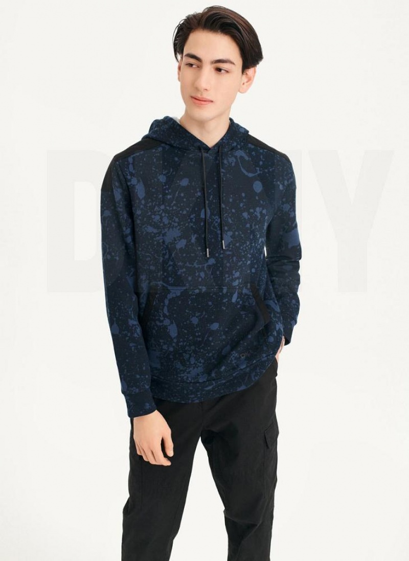 DKNY Splat Print Terry Hoodies Herren Navy | Austria_D0639