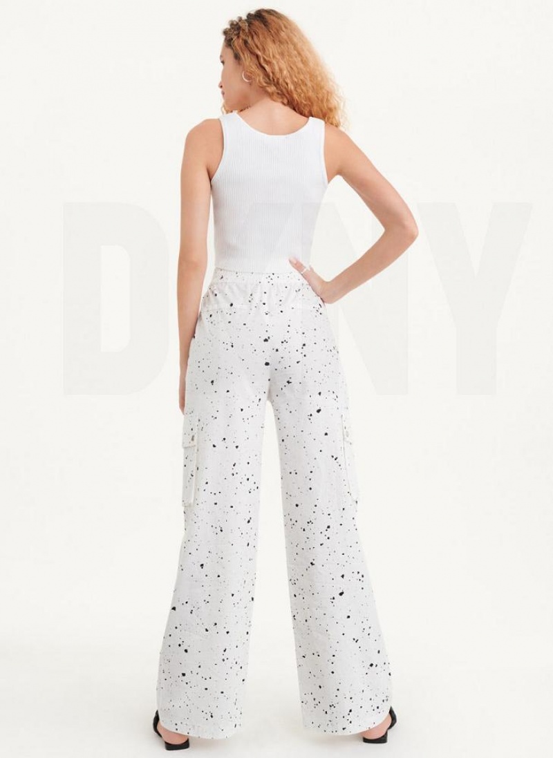 DKNY Splatter Print Hose Damen Weiß Mehrfarbig | Austria_D0320