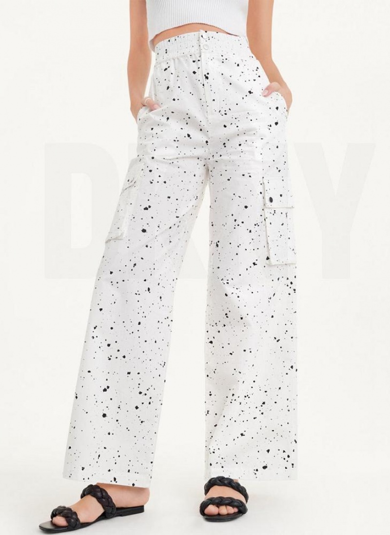 DKNY Splatter Print Hose Damen Weiß Mehrfarbig | Austria_D0320