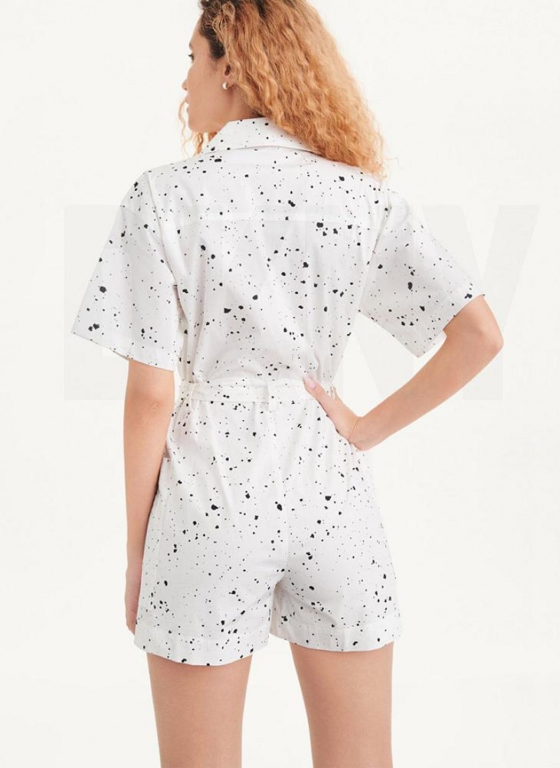 DKNY Splatter Print Jumpsuit Damen Weiß Mehrfarbig | Austria_D1040