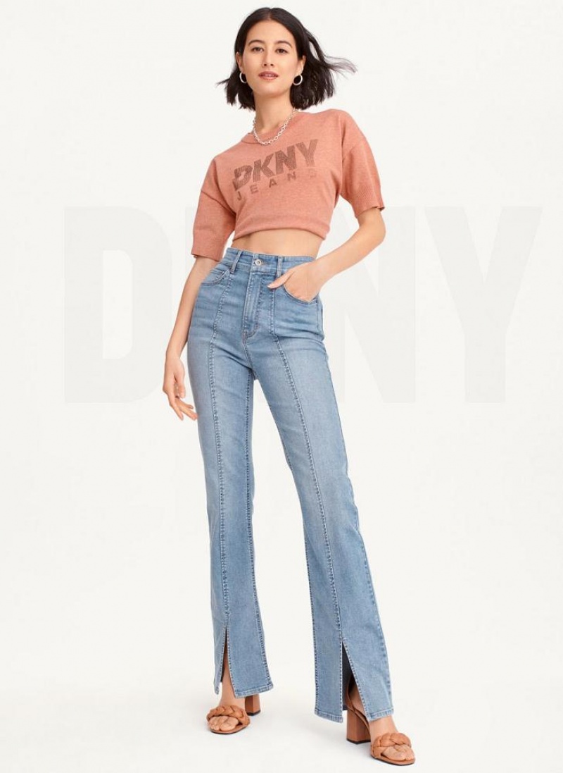 DKNY Split Hem Jeans Damen Indigo Waschen | Austria_D0735