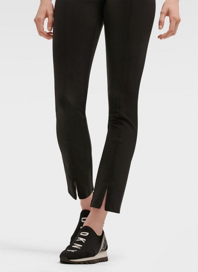 DKNY Split Seam Compression With Zippers Leggings Damen Schwarz | Austria_D1506