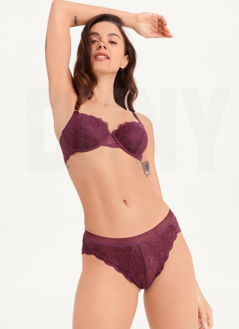 DKNY Superior Spitze Brazilian Bikini Höschen Damen Bordeaux | Austria_D1049