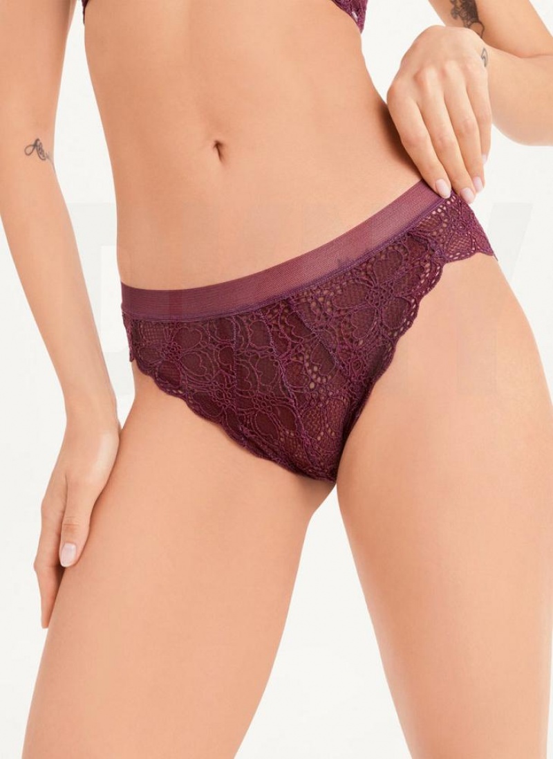 DKNY Superior Spitze Brazilian Bikini Höschen Damen Bordeaux | Austria_D1049