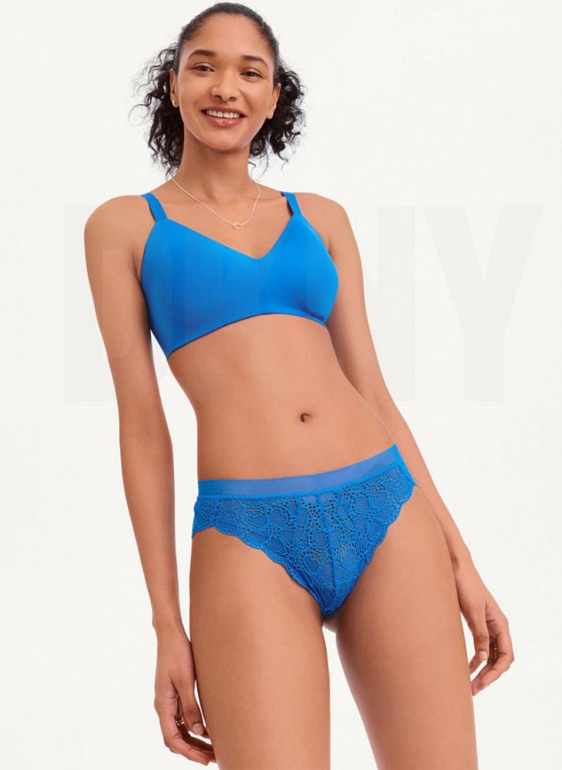 DKNY Superior Spitze Brazilian Bikini Höschen Damen Blau | Austria_D1656