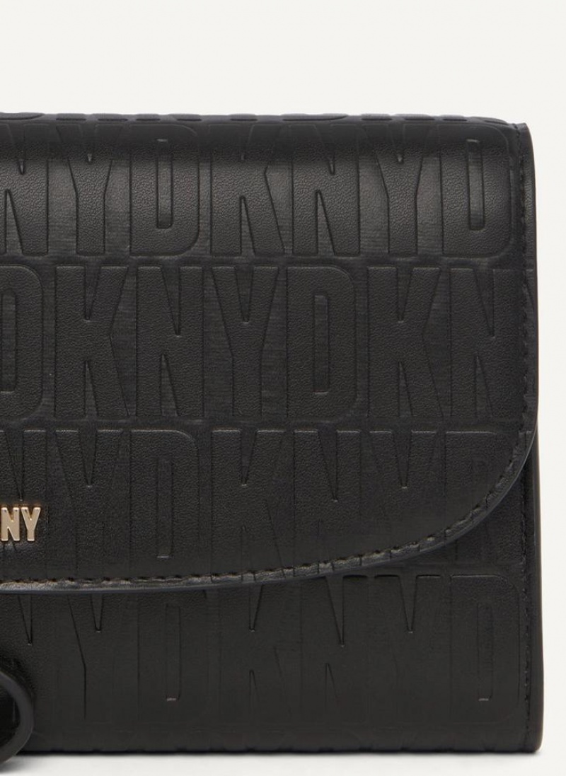 DKNY Sydney Geldbörse Damen Schwarz Gold | Austria_D1517