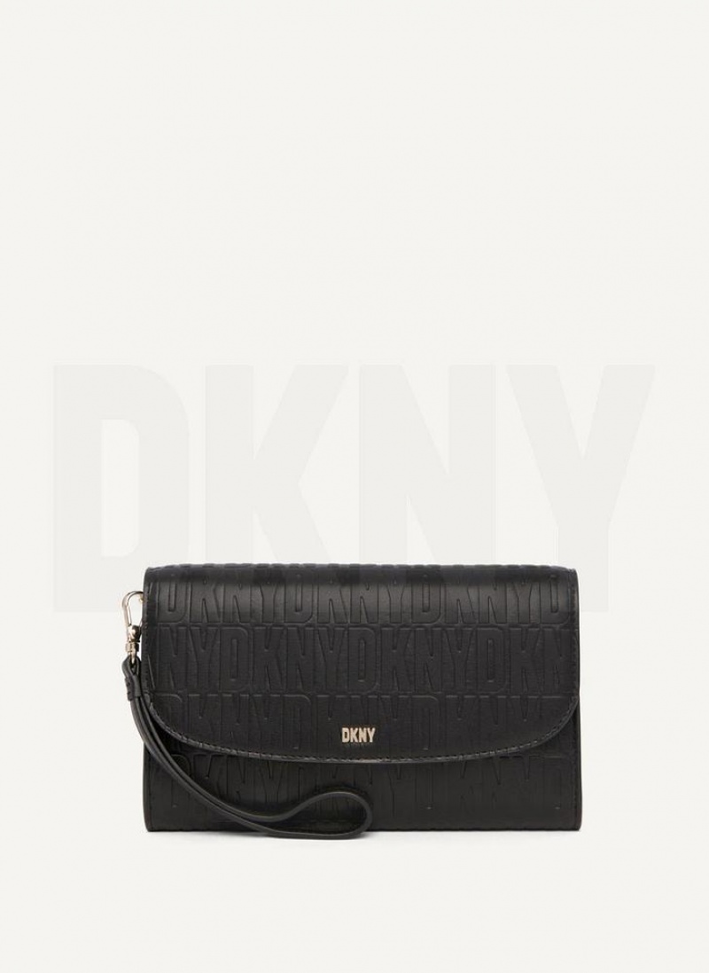 DKNY Sydney Geldbörse Damen Schwarz Gold | Austria_D1517