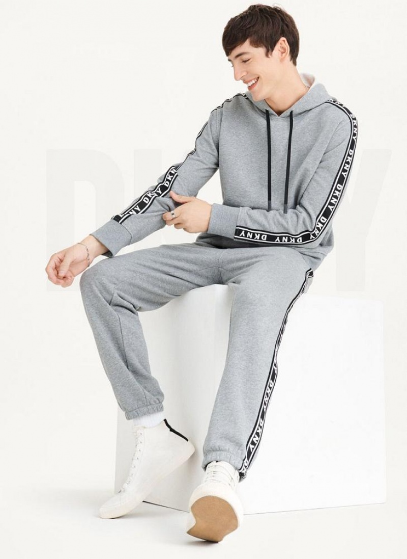 DKNY Taped Logo Hoodies Herren Grau | Austria_D1494