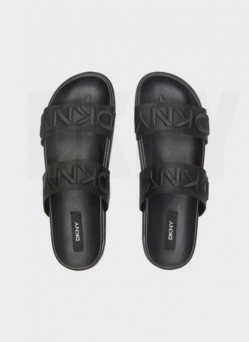 DKNY Tee Double-Riemen Sandalen Damen Schwarz | Austria_D1166