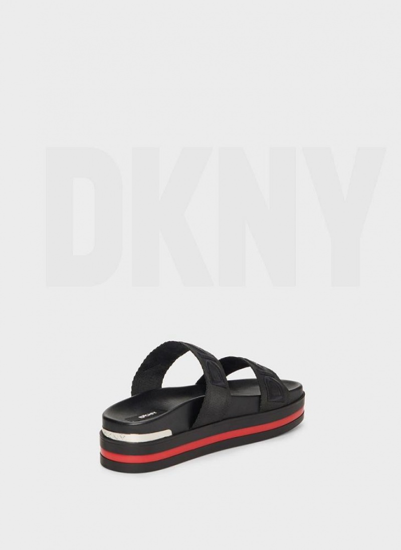 DKNY Tee Double-Riemen Sandalen Damen Schwarz | Austria_D1166