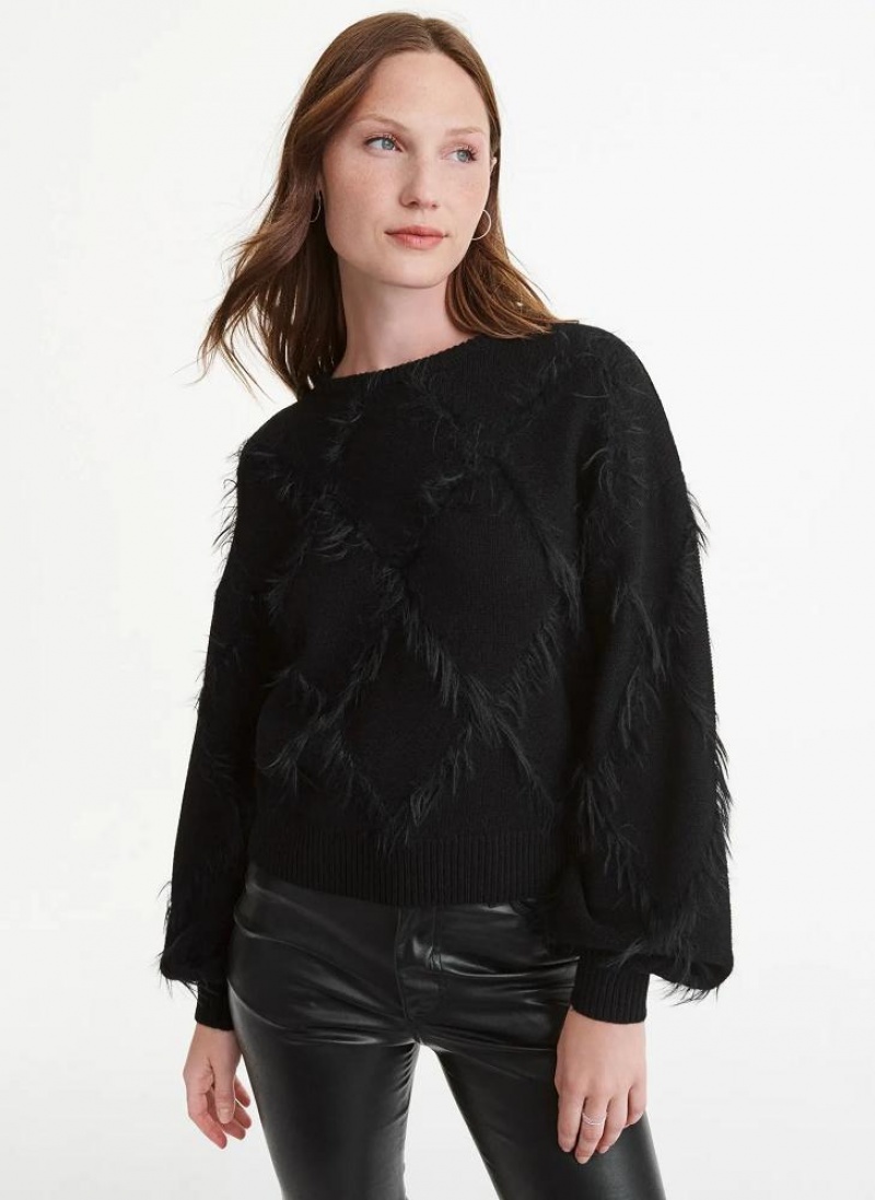 DKNY Textured Pullover Damen Schwarz | Austria_D1655