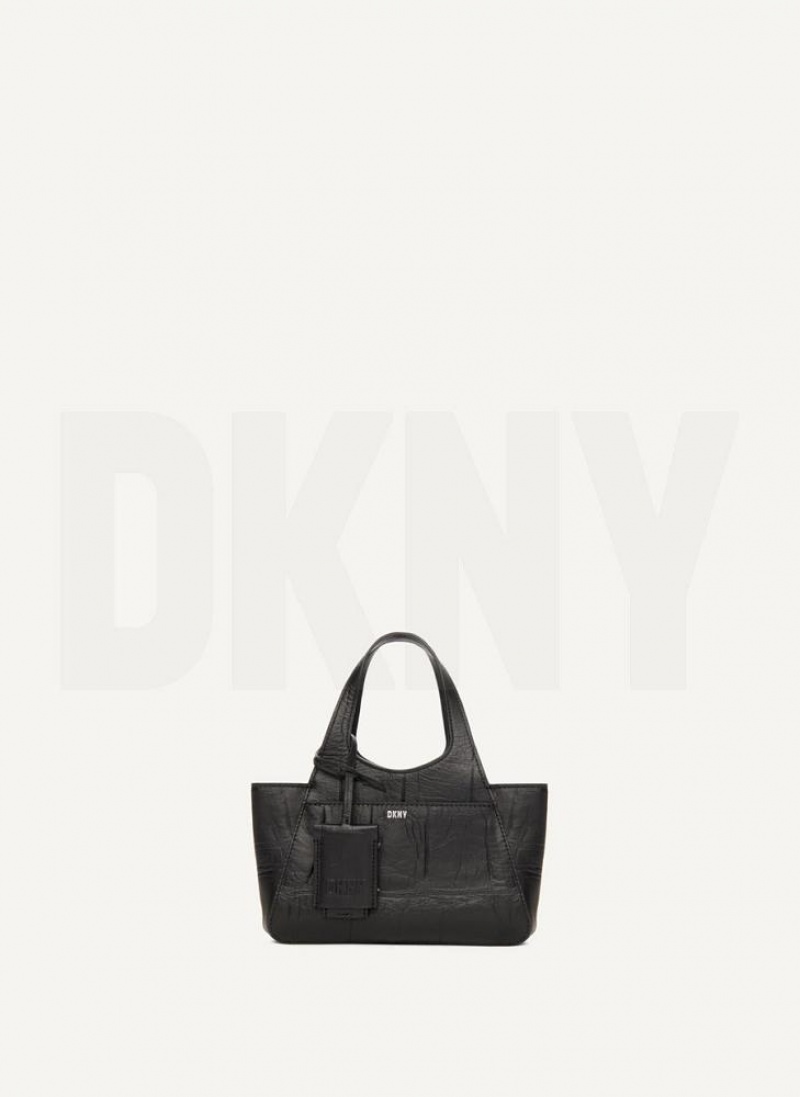 DKNY The Croc Mini Effortless Tote Umhängetasche Damen Schwarz | Austria_D1852