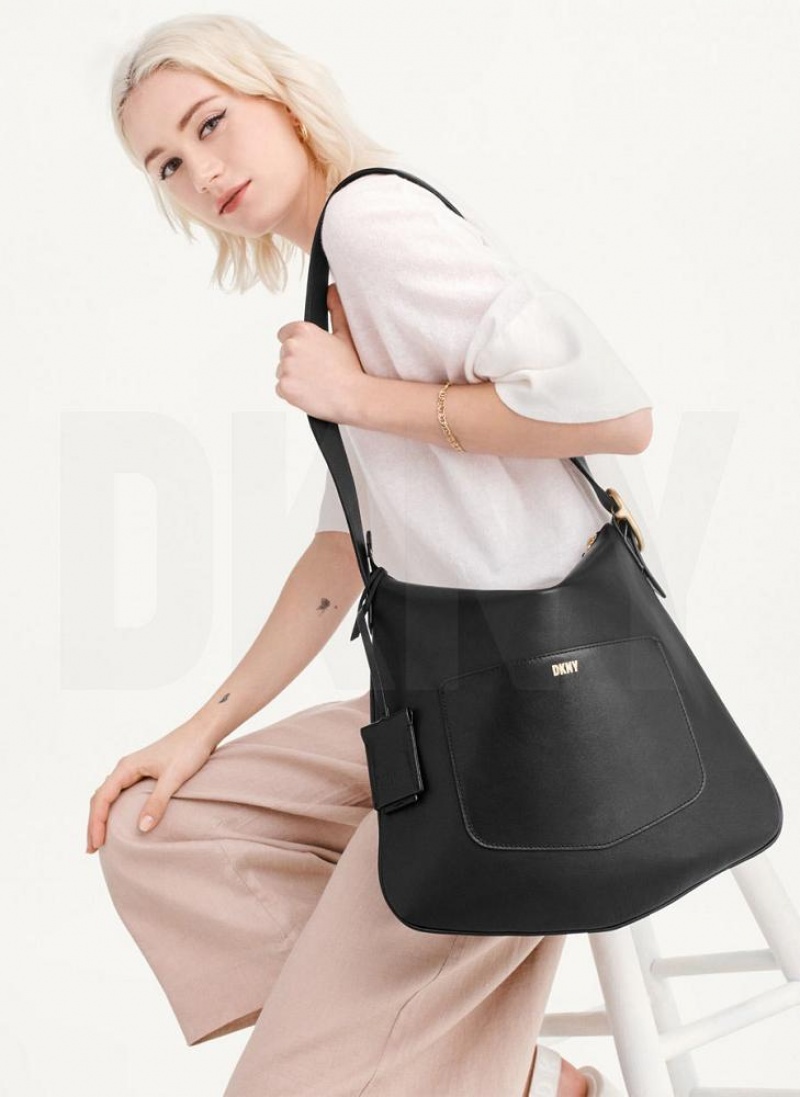 DKNY The Medium Optimist Schultertasche Damen Schwarz | Austria_D1240