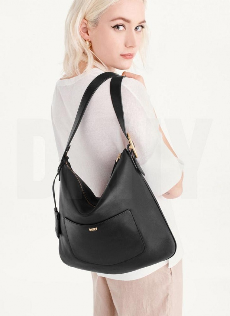 DKNY The Medium Optimist Schultertasche Damen Schwarz | Austria_D1240