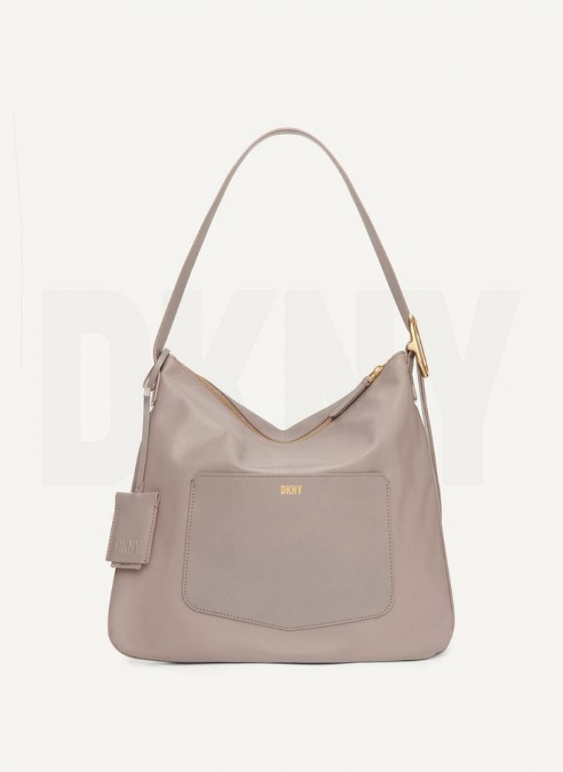 DKNY The Medium Optimist Schultertasche Damen Grau | Austria_D1867