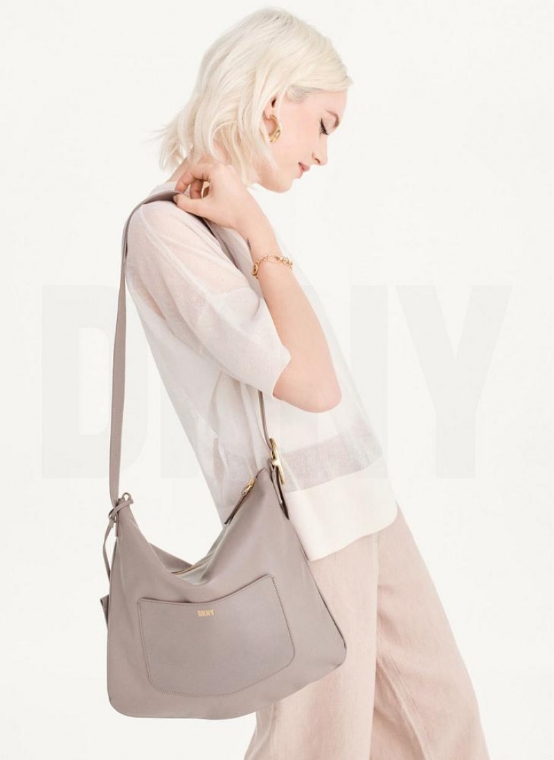 DKNY The Medium Optimist Schultertasche Damen Grau | Austria_D1867