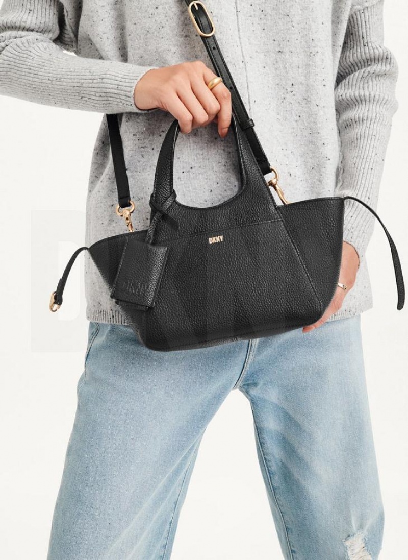 DKNY The Mini Effortless Tote Umhängetasche Damen Schwarz | Austria_D0914