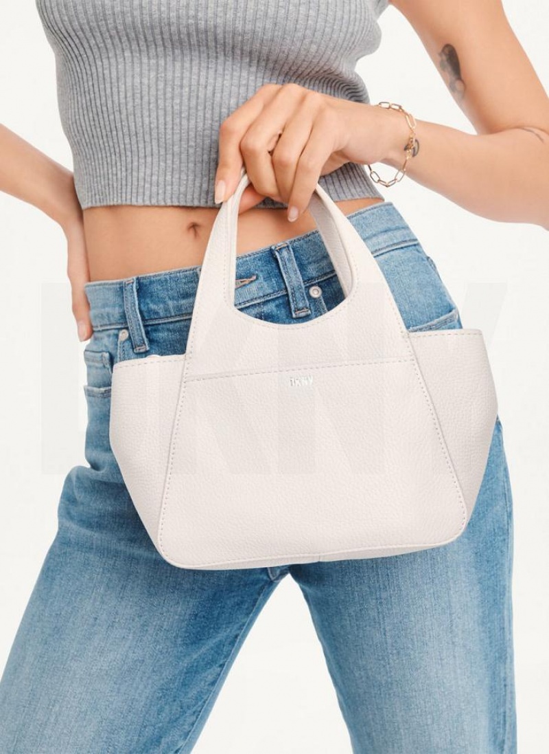 DKNY The Mini Effortless Tote Umhängetasche Damen Weiß | Austria_D0875