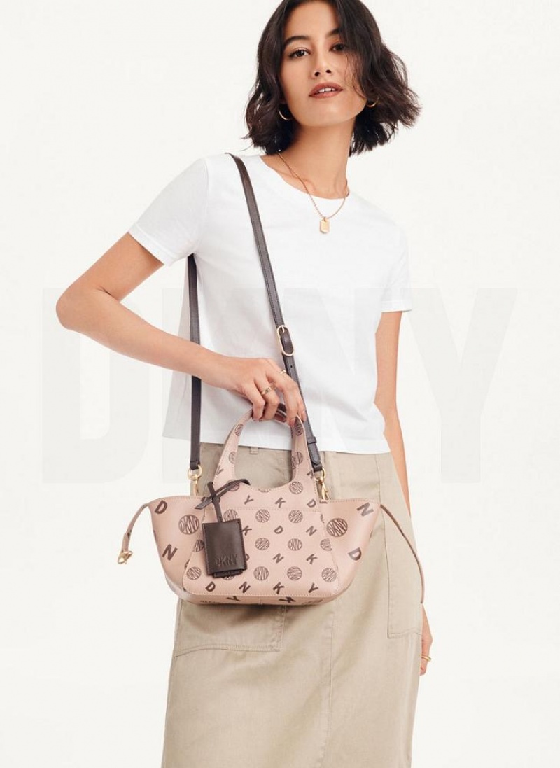 DKNY The Mini Logo Effortless Tote Umhängetasche Damen Braun | Austria_D0472