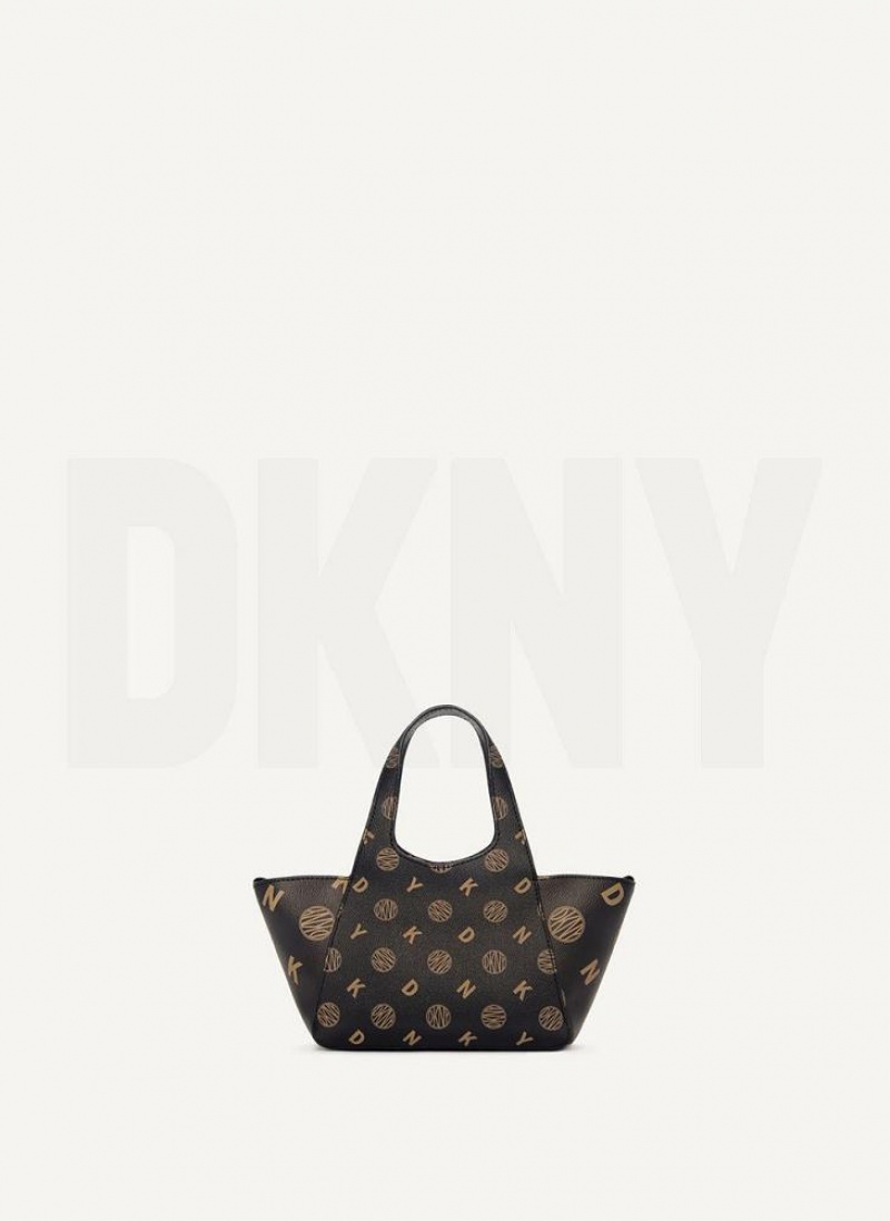 DKNY The Mini Logo Effortless Tote Umhängetasche Damen Schwarz | Austria_D1823