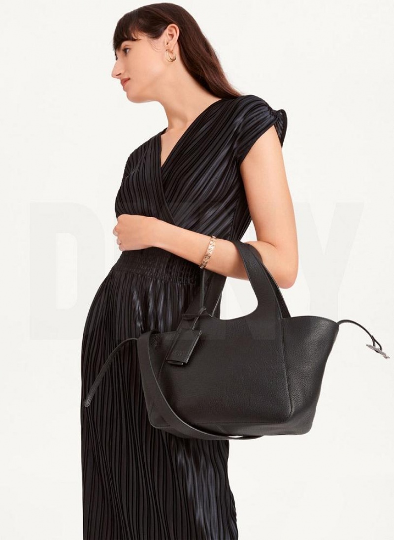 DKNY The Small Effortless Tote Umhängetasche Damen Schwarz | Austria_D0908