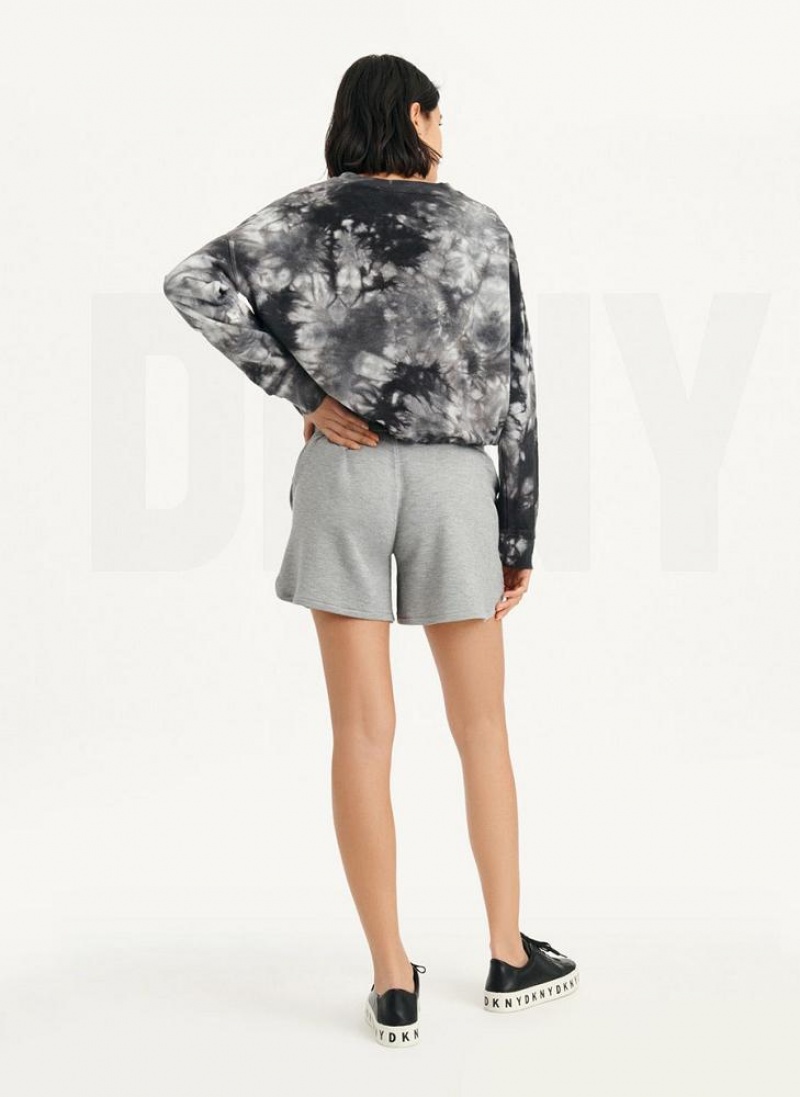 DKNY Tie Dye Crew Neck Pullover With Tie Sweatshirts Damen Schwarz | Austria_D1333