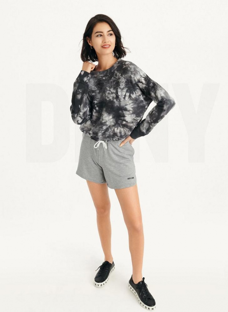 DKNY Tie Dye Crew Neck Pullover With Tie Sweatshirts Damen Schwarz | Austria_D1333