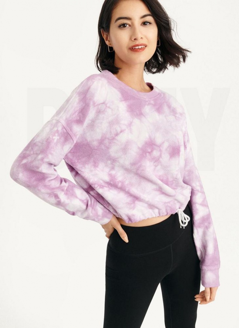 DKNY Tie Dye Crew Neck Pullover With Tie Sweatshirts Damen Lila | Austria_D0931