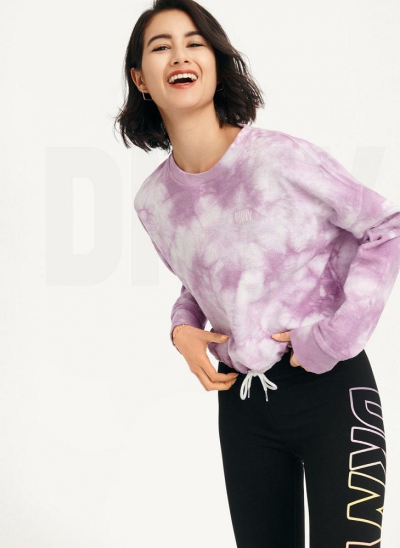 DKNY Tie Dye Crew Neck Pullover With Tie Sweatshirts Damen Lila | Austria_D0931