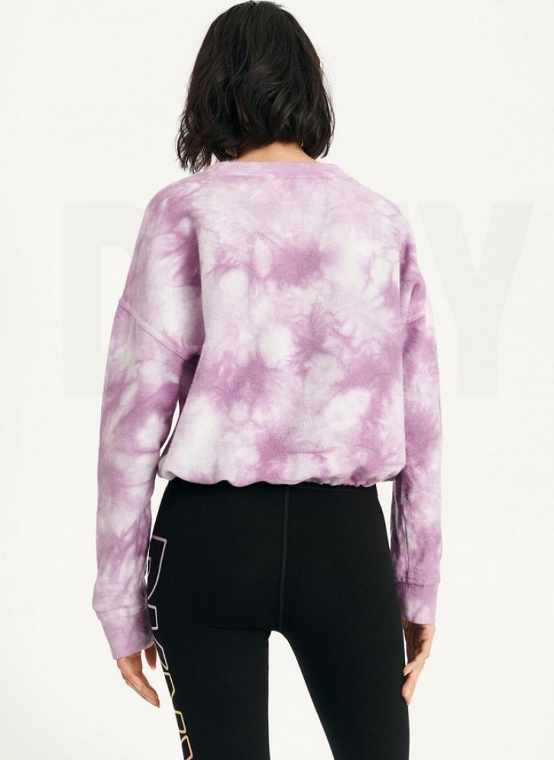 DKNY Tie Dye Crew Neck Pullover With Tie Sweatshirts Damen Lila | Austria_D0931