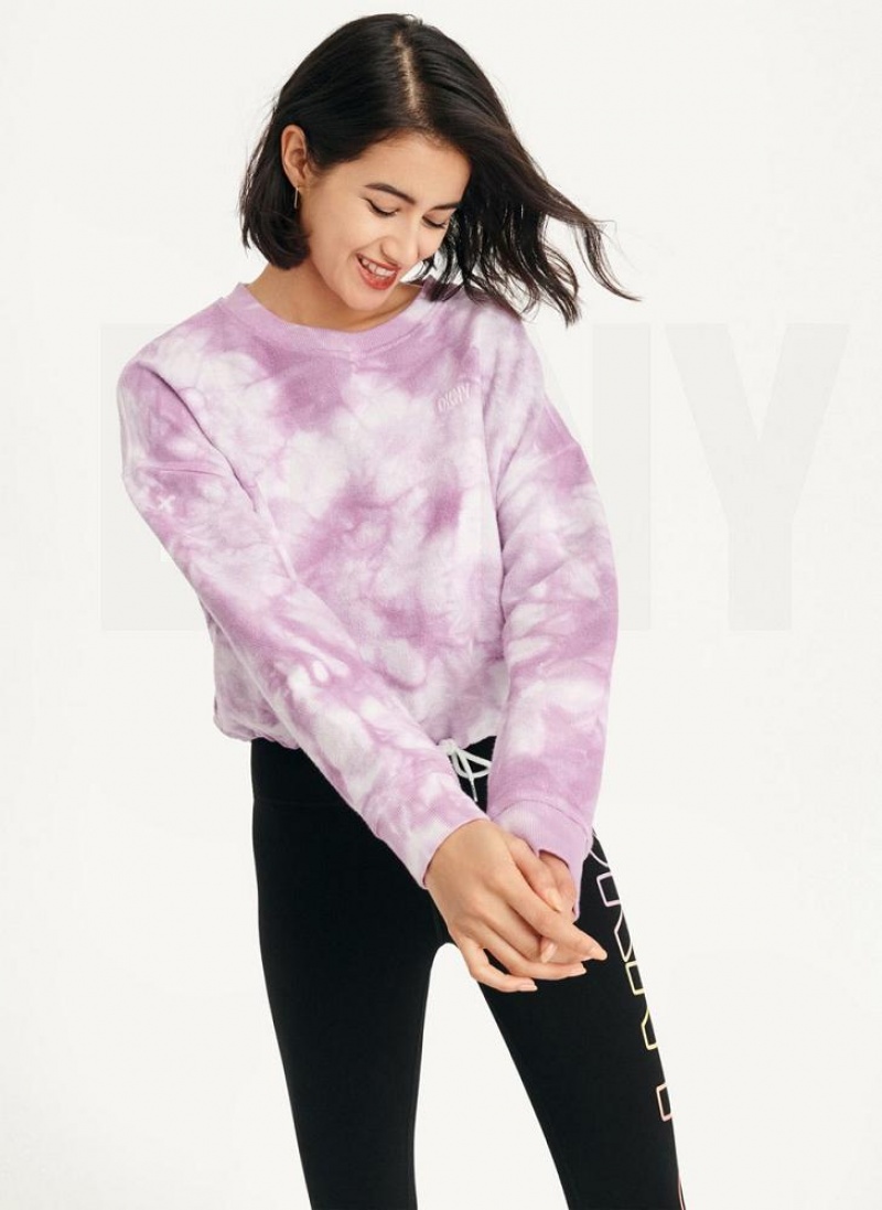 DKNY Tie Dye Crew Neck Pullover With Tie Sweatshirts Damen Lila | Austria_D0931