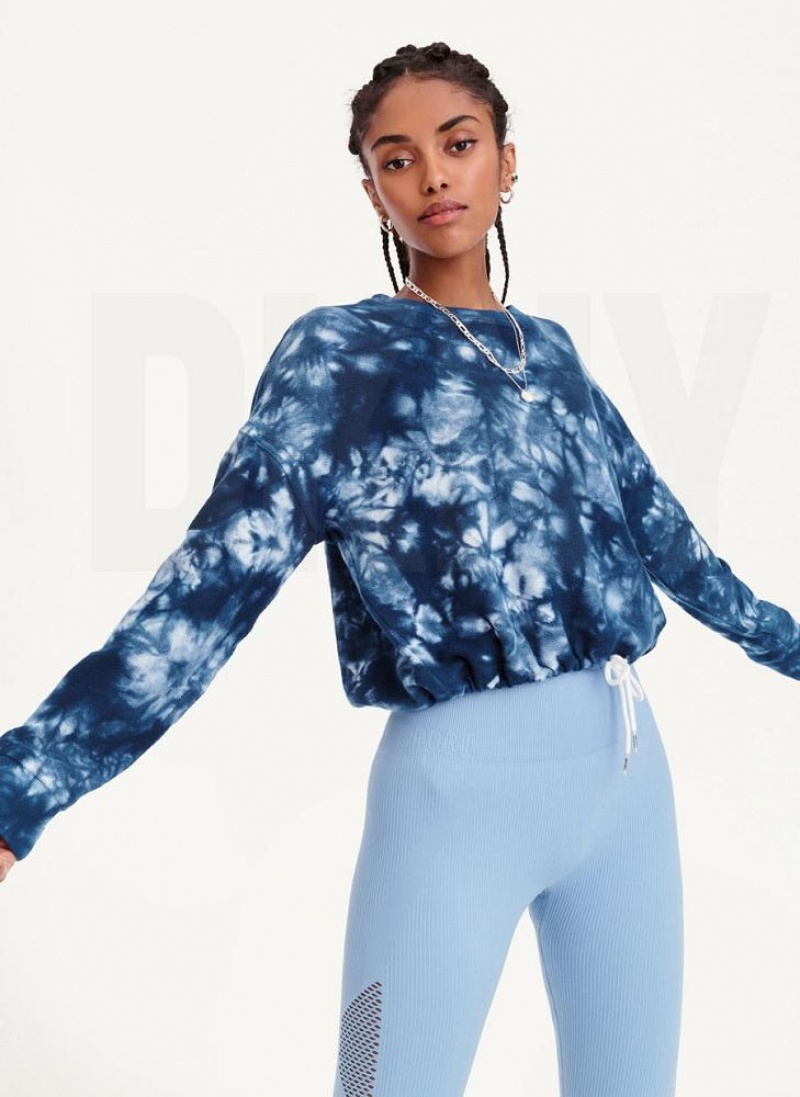 DKNY Tie Dye Crew Neck Pullover With Tie Sweatshirts Damen Navy | Austria_D0763