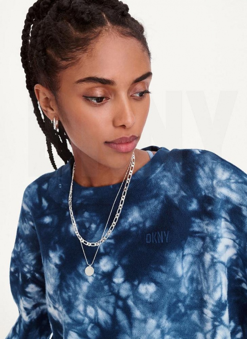 DKNY Tie Dye Crew Neck Pullover With Tie Sweatshirts Damen Navy | Austria_D0763