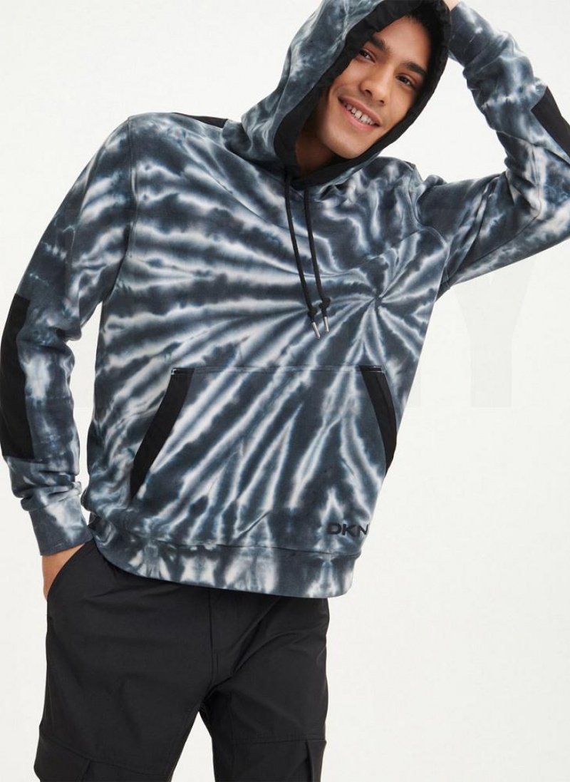 DKNY Tie Dye Mixed Media Hoodies Herren Schwarz | Austria_D1303