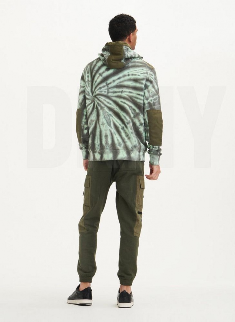 DKNY Tie Dye Mixed Media Hoodies Herren Olivgrün | Austria_D1962