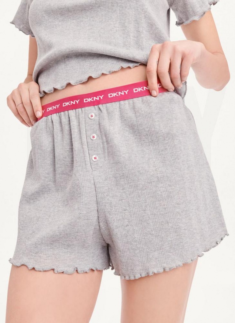 DKNY Top And Boxer Kurzes Sleep Set Pyjama Damen Grau | Austria_D0137