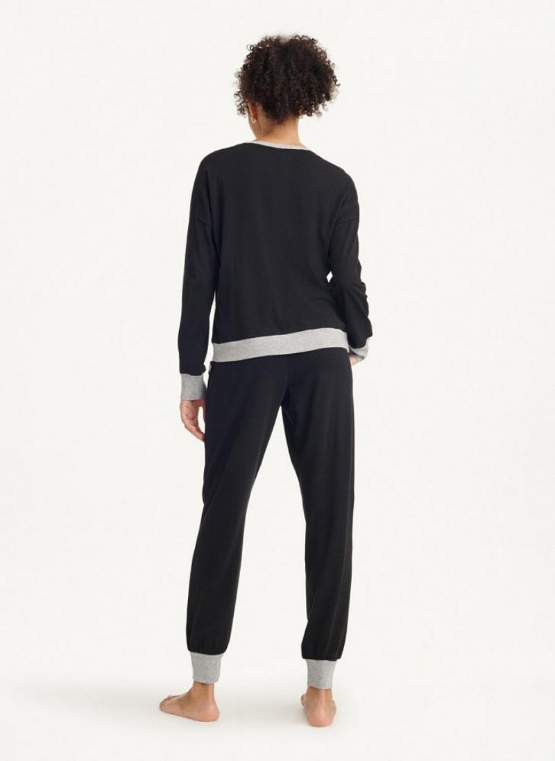 DKNY Top And Jogger Sleep Set Pyjama Damen Schwarz | Austria_D0488